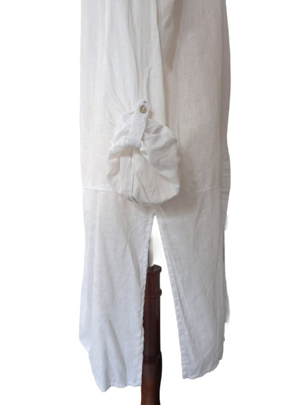 Tahari 100% Linen Button Down White Tunic - Picture 7 of 11